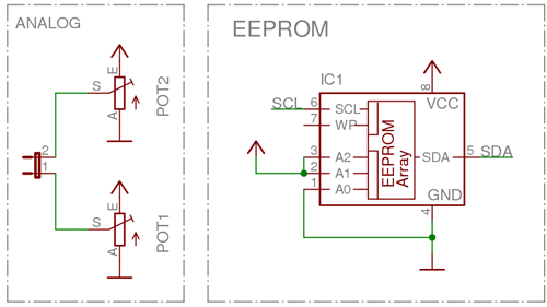 Obr. 22 - „analogová“ část vývojové desky + EEPROM