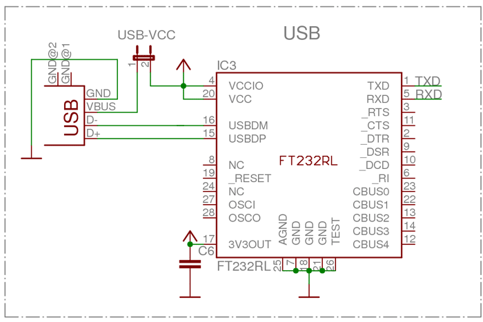 Obr. 24 - Zapojení USB převodníku
